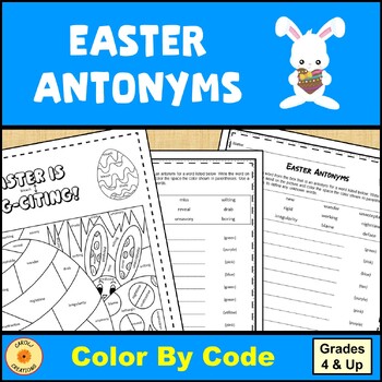 Preview of Easter Color By Code Antonyms Worksheet