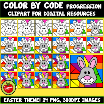 Preview of Easter Color By Code Progression Clipart ( Set 1)
