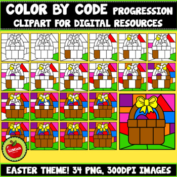 Preview of Easter Color By Code Progression Clipart ( Set 2)