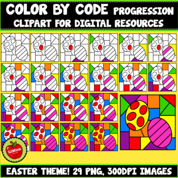 Preview of Easter Color By Code Progression Clipart ( Set 3)