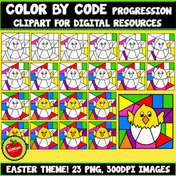 Preview of Easter Color By Code Progression Clipart ( Set 4)