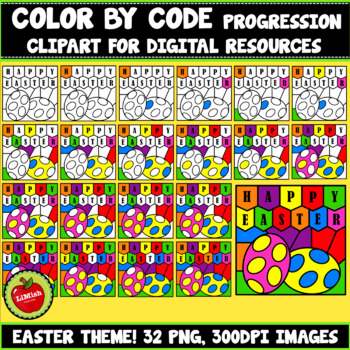 Preview of Easter Color By Code Progression Clipart ( Set 5)