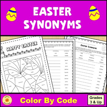 Preview of Easter Color By Code Synonyms Worksheet