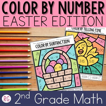 Preview of Easter Color By Number | Easter Math Worksheets and Activities