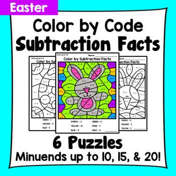 Preview of Easter Color By Subtraction Facts: Minuends up to 10, 15, & 20