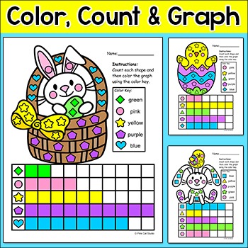 Preview of Easter Coloring, Counting and Graphing Shapes - A Fun April Activity