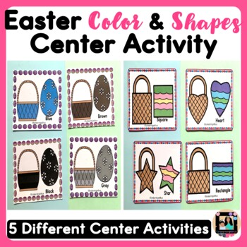 Preview of Easter Color & Shapes Centers for Preschool &  Pre-K