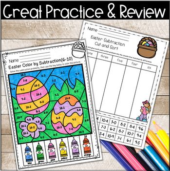 Easter Color by Addition and Subtraction Packet | TpT