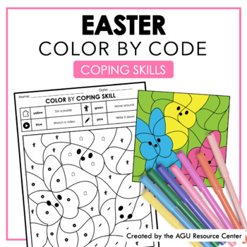 Preview of Easter Color by Code | Coping Skills Activity