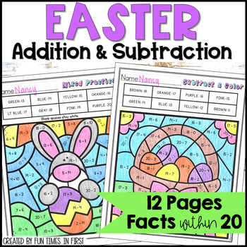 Easter Color by Code Math Worksheets - Addition & Subtraction to 20