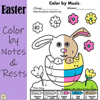 Preview of Easter Music Coloring Activities | Notes and Rests - Spring Theory Learning