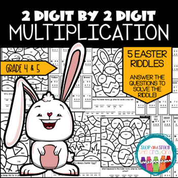 Preview of Easter Color by Number 2 Digit by 2 Digit Multiplication | Spring Color by Code