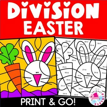 Preview of Spring Easter Color by Number Code Division Practice Math Coloring Pages Sheets
