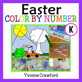 Preview of Easter Color by Number Kindergarten Color by Number | Math Facts