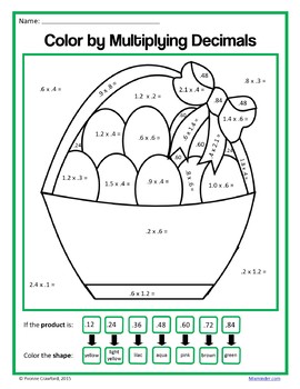 easter color by number sixth grade color by decimals