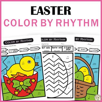 Preview of Easter Music Coloring Activities | Color by Rhythm Music Lesson