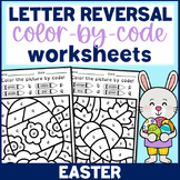Easter Color-by-code Worksheets for Dyslexia Letter Reversal
