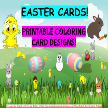 Preview of Easter Coloring Cards 10 different printable designs Google Slides