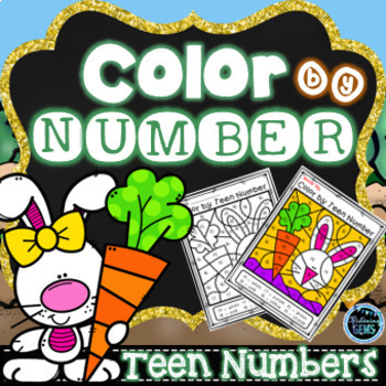 Preview of Easter Coloring | Color by Teen Number Easter | Teen Numbers Kindergarten