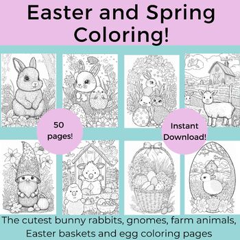 Preview of Easter Coloring, Easter Colouring, Spring Time Coloring, Spring