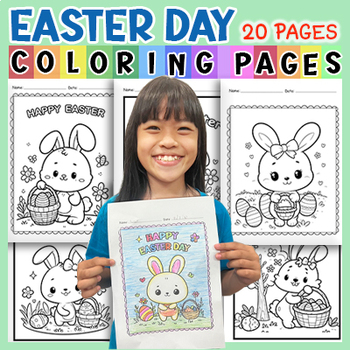 Preview of Easter Coloring Pages| 20 pages , Easter activities for Kindergarten, Grade 1, 2