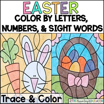 Preview of Easter Coloring Sheets | Color by Numbers, Letters, and Sight Words