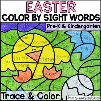 Preview of Easter Coloring Sheets | Color by Sight Words for Pre-K & Kindergarten