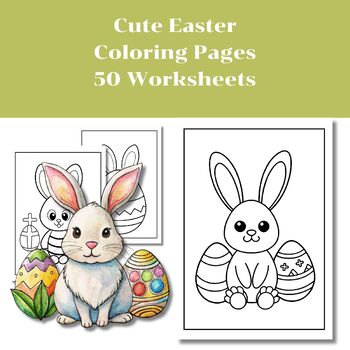 Preview of Easter Coloring Pages, Easter Bunny Preschool Worksheet, Bible Activities