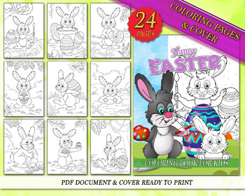 Preview of Easter Coloring Pages For Kids book 2 coloring book with cover ready to print