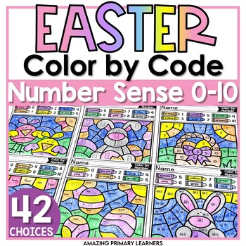 Preview of Easter Coloring Pages Math Activities Color by Number Sense Color by Code