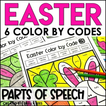 Preview of Easter Coloring Pages Parts of Speech Color by Number