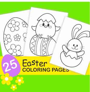 Preview of Easter Coloring book, Easter Easy Coloring Pages, Easter Printable coloring page