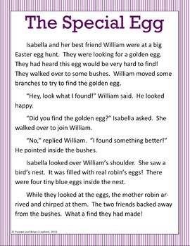 worksheets for free grade literacy 1 Activities Stories Easter and (2nd Passages  Reading