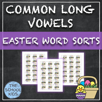 Preview of Easter Common Long Vowels Word Sorts Phonics Activity