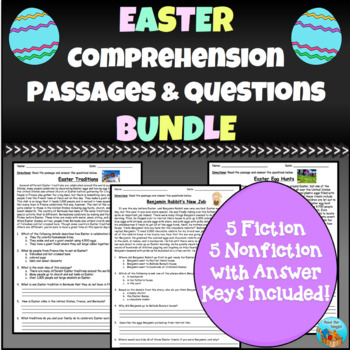 Preview of Easter Comprehension Passages and Questions