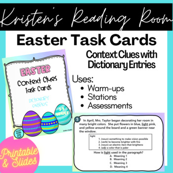 Preview of Easter Context Clues Task Cards - Dictionary Entries *Grades 3-5