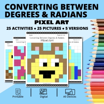 Preview of Easter: Converting Between Degrees and Radians Pixel Art Activity
