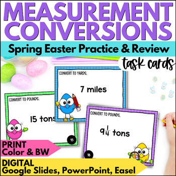 Preview of Easter Measurement Conversions Task Cards - Spring Practice & Review Activities