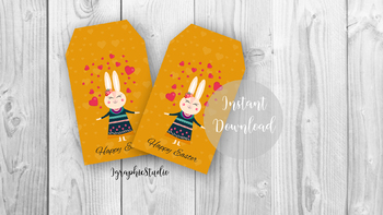 Preview of Easter Cookie Tag, Easter Bunny Labels, Easter Gift Tags, Basket Tags