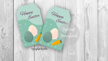 Preview of Easter Cookie Tags, Easter Gift Tags, Easter Bunny, Easter Treat Bag Tags