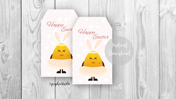 Preview of Easter Cookie tag, Easter Basket Tag, Easter Chicken, Easter Gift, Easter Favor,