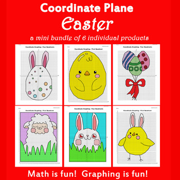 Preview of Easter Coordinate Plane Graphing Picture: Bundle 6 in 1