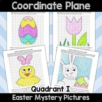 Preview of Easter Coordinate Plane Mystery Pictures in Quadrant I