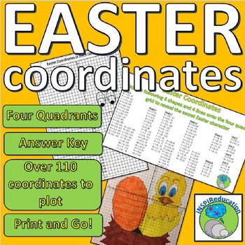 Preview of Easter Coordinates - 4 quadrants, 110 coordinates, Answer Key, Print and Go