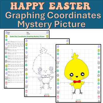 Preview of Easter Coordinates Plotting Four Quadrants & Coloring Shapes Mystery Picture