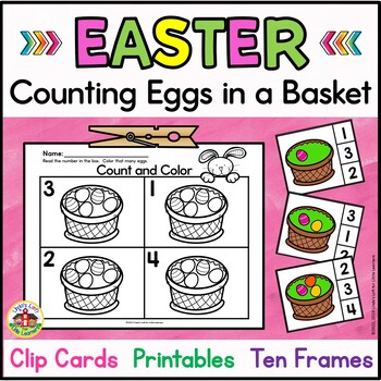 Easter Counting Clip Cards 0-10 with Worksheets | Counting Easter Eggs