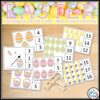 Preview of Easter Counting to 20 Clip Cards Fine Motor Math Centers Activity