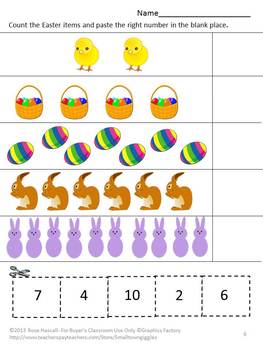 Easter Kindergarten Math Centers Counting Addition & Subtraction Worksheets