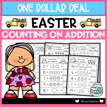 Preview of Easter Counting on Addition Worksheets - Numbers 1 to 20 - $1 DEAL