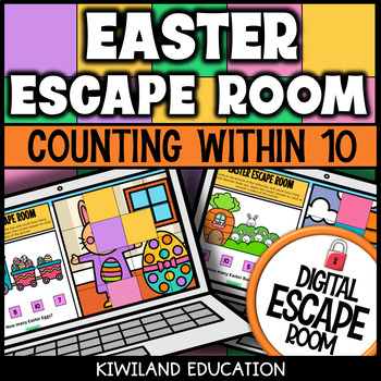 Preview of Easter Counting to 10 Color by Number Digital Escape Room Activity Games Bundle